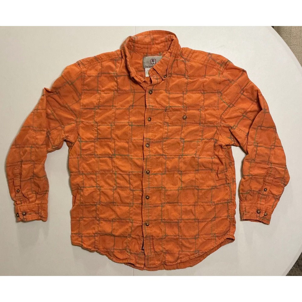 The Territory Ahead Aztec Southwest Button Down Shirt Mens M Orange Plaid